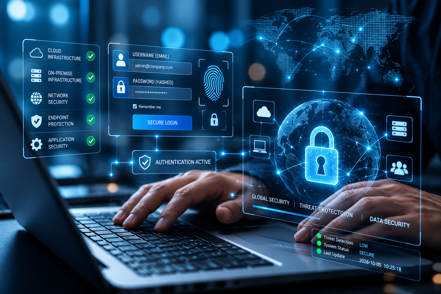 Business professionals connected through digital technology